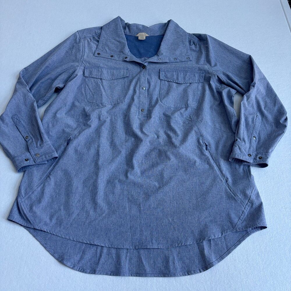 Duluth Sol Survivor Sun Protection Tunic Women's 1X Blue UPF Lightweight Garden